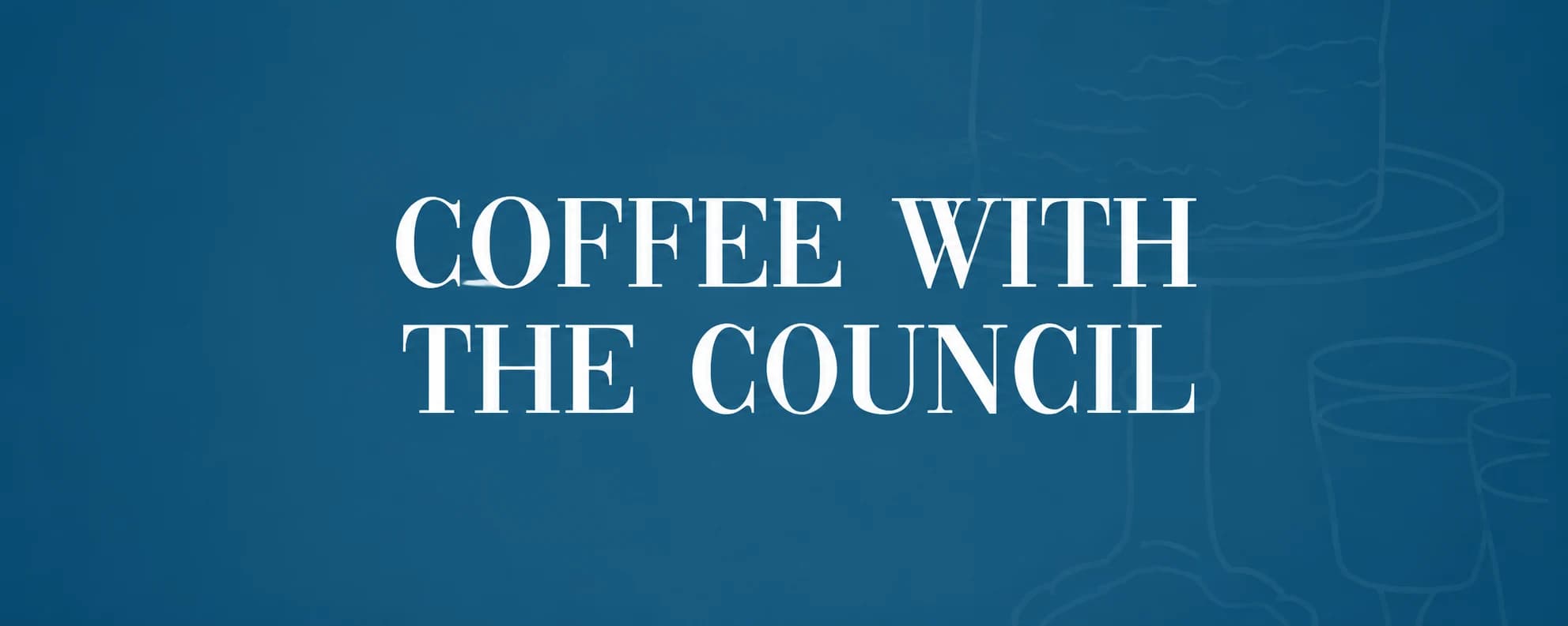 Coffee with the Council wordmark on a navy background